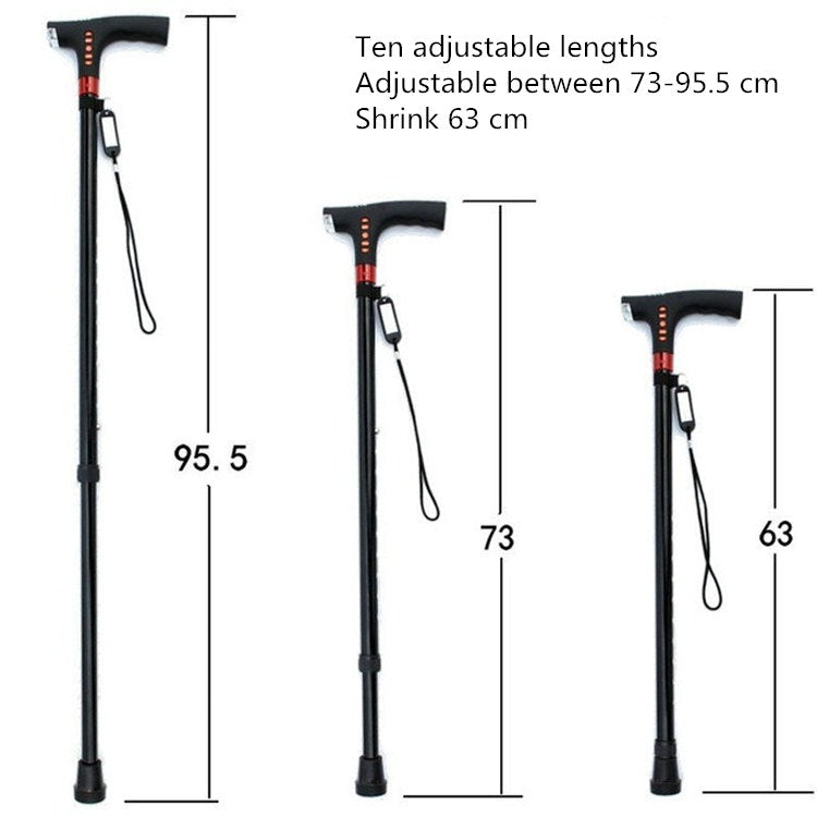 Ten-speed Adjustable Cane With Light And Radio Alarm For The Elderly by buy2fix