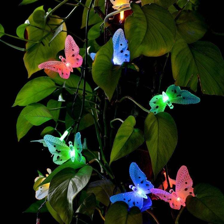 Solar Powered Butterfly Fiber Optic Fairy String Waterproof Christmas Outdoor Garden Holiday Lights, Size:5m 20LEDs by buy2fix