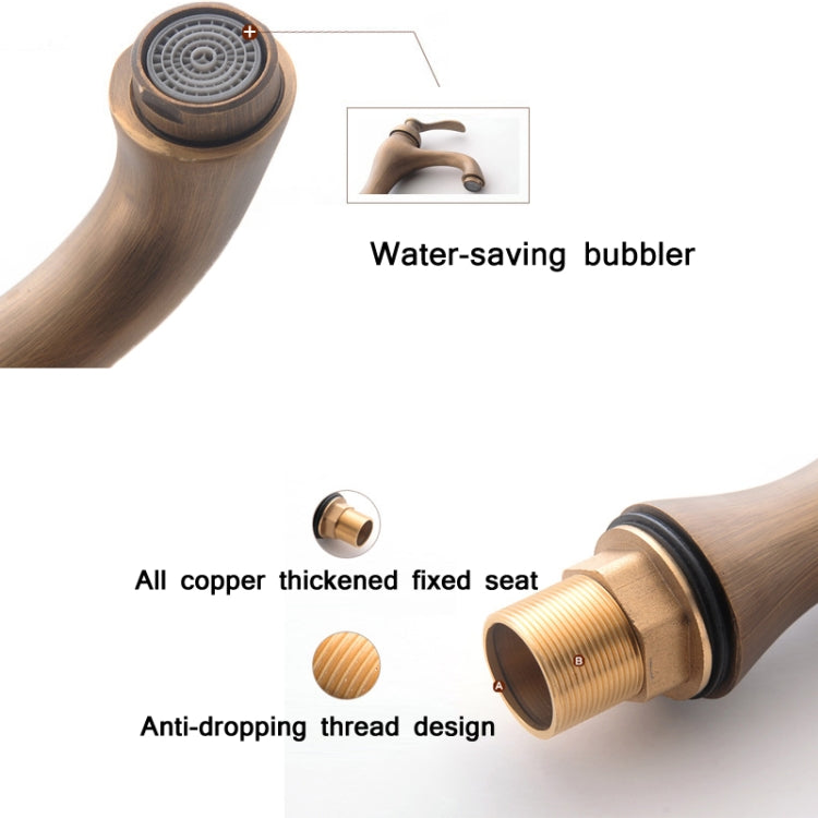 YP-5335 Antique Copper Single-Hole Under-Counter Basin Hot & Cold Water Faucet by buy2fix