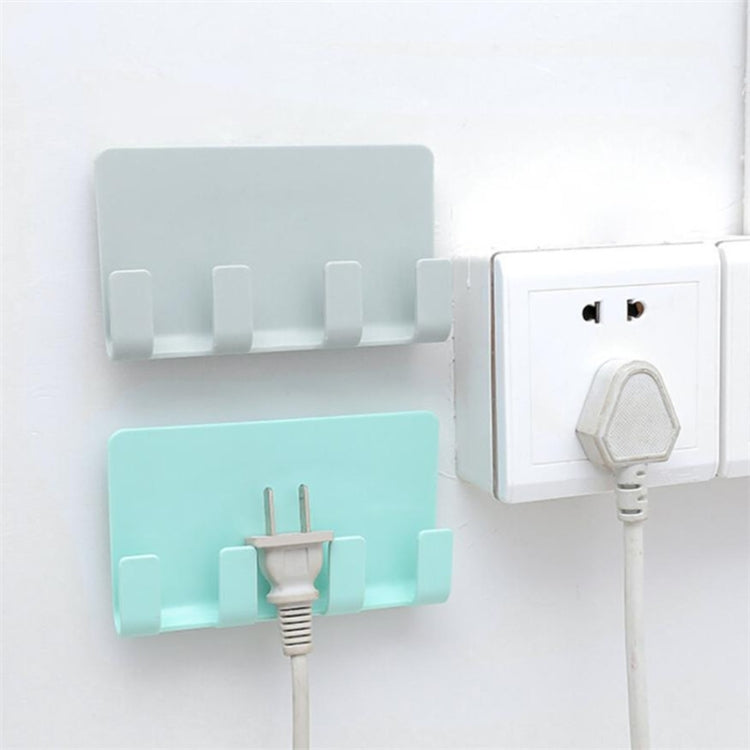 Practical Wall Sticking Phone Charging Holder Socket Strong Sticky Adhesive Sopport Rack Shelf With Hooks(Blue) by buy2fix
