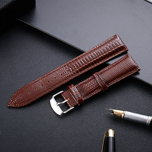 Lizard Texture Leather Strap Watch Band, Size: 24mm(Coffee) by buy2fix