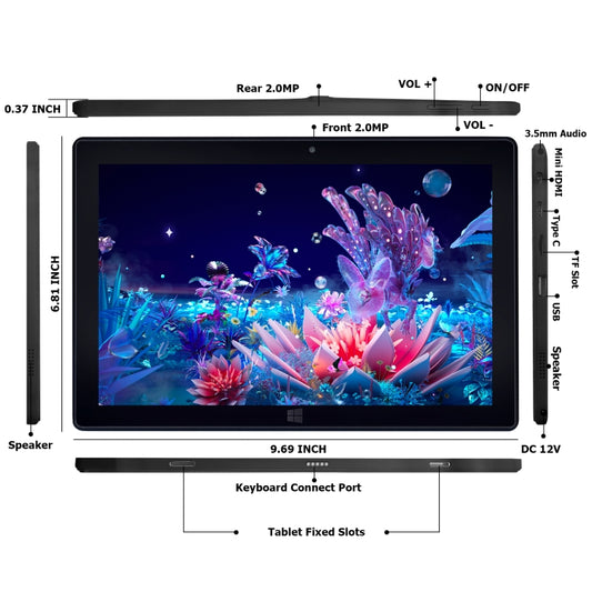 LZ1003 Tablet PC, 10.1 inch, 8GB+128GB, Windows 11, Intel Gemini Lake N4000 Dual Core, Not Included Keyboard by buy2fix