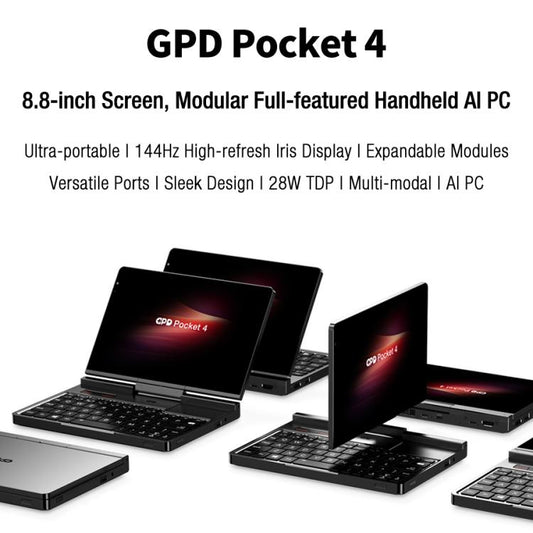 GPD Pocket 4 Handheld Gaming PC, 16GB+1TB, 8.8 inch Windows 11 Home AMD Ryzen 7 8840U, EU Plug - Pocket Console by GPD | Online Shopping UK | buy2fix