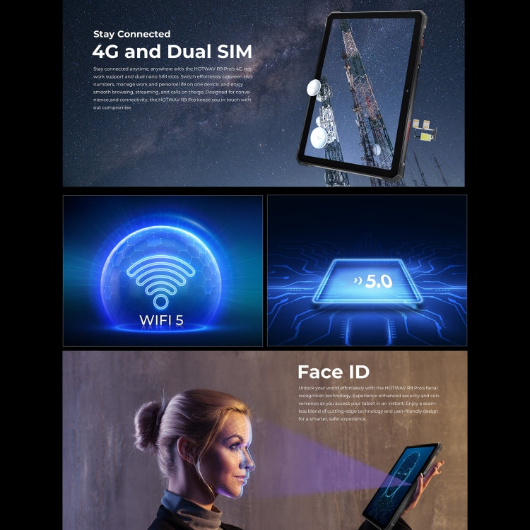 HOTWAV Tab R9 Pro IP68/IP69K Rugged Tablet, 6GB+256GB, 11 inch Android 14 Unisoc T606 Octa Core 4G Network, Global Version with Google Play, EU Plug (Black Red) - Other by HOTWAV | Online Shopping UK | buy2fix