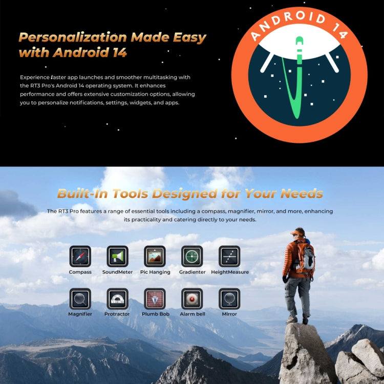 OUKITEL RT3 Pro 4G Network IP68/IP69K Rugged Tablet, 4GB+128GB, 8.0 inch Android 14 MediaTek G81 Octa-Core Support Dual SIM, EU Plug (Orange) - Other by OUKITEL | Online Shopping UK | buy2fix