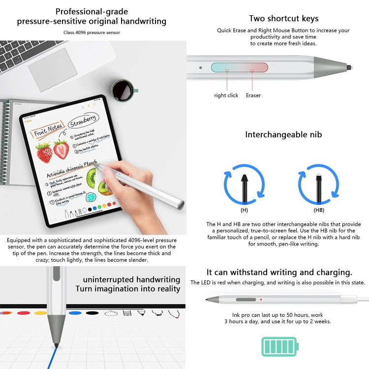 WR18 4096 Micro USB Pressure-Sensitive Stylus Pen(Silver) by buy2fix