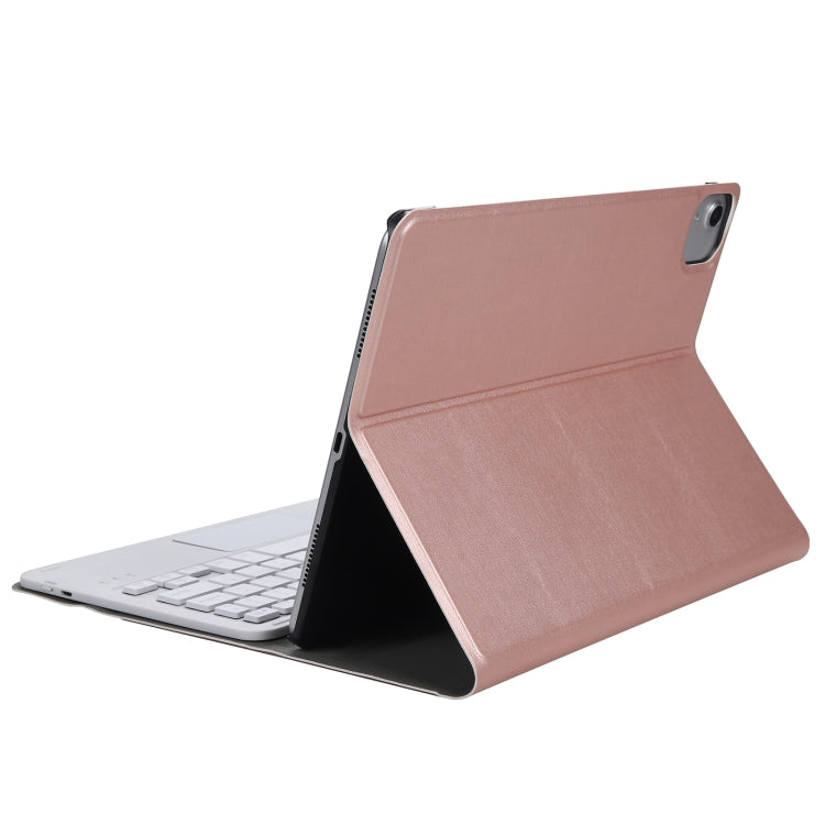 A11-A 2 in 1 Removable Bluetooth Keyboard + Protective Leather Tablet Case with Touchpad & Holder for iPad Pro 11 2022 / 2021 / Air 5 / Air 4(Rose Gold) by buy2fix