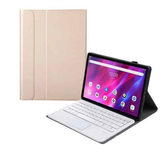 AK10-A 2 in 1 Detachable Bluetooth Keyboard + Lambskin Texture TPU Protective Leather Tablet Case with Touchpad & Holder for Lenovo Qitian K10 TB-X6C6X(Gold) by buy2fix