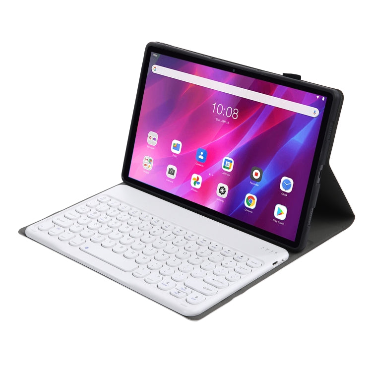 YAK10 2 in 1 Detachable Round Keycap Bluetooth Keyboard + Lambskin Texture TPU Protective Leather Tablet Case with Holder for Lenovo Qitian K10 TB-X6C6X(Rose Gold) by buy2fix