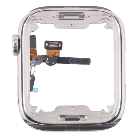 For Apple Watch Series 7 / 8 / 9 45mm LTE Stainless Steel Middle Frame Bezel Plate with Crown Spin Axis Flex Cable (Silver) by buy2fix