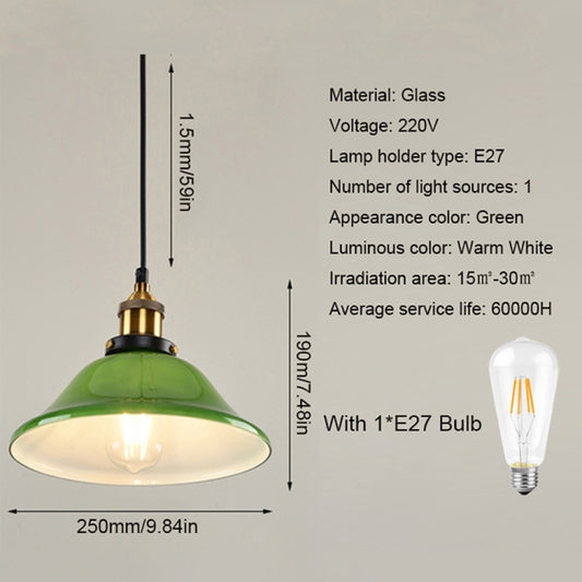 LED Industrial Edison Vintage Style Hanging lamp Green Emerald Glass Pendant Light with E27 Bulb (Warm White) by YWXLight