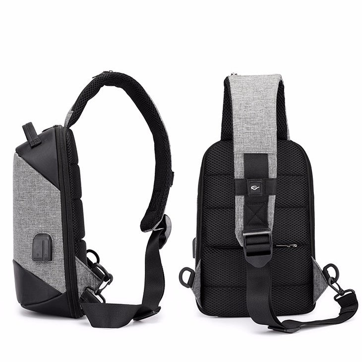 Multi-Function Oxford Portable Casual Single Shoulder Bag with Earphone Line Hole & USB Charging (Navy Blue) by buy2fix