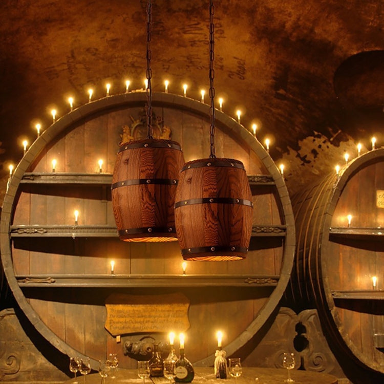 Vintage Barrel Chandelier Creative Wooden Wine Barrel Lighting Personalized Cafe Bar Light by YWXLight