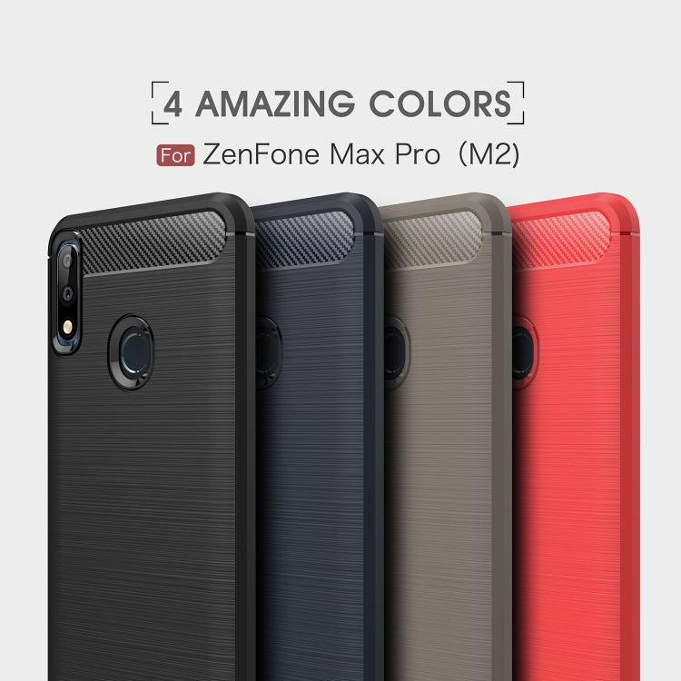 Brushed Texture Carbon Fiber Shockproof TPU Case for ASUS Zenfone Max Pro(M2) (Red) by buy2fix
