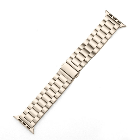 For Apple Watch Series 10 42mm / 9&8&7 41mm / SE 3&SE 2&6&SE&5&4 40mm / 3&2&1 38mm Fold Buckle 3 Beads Stainless Steel Watch Band (Starlight) by buy2fix