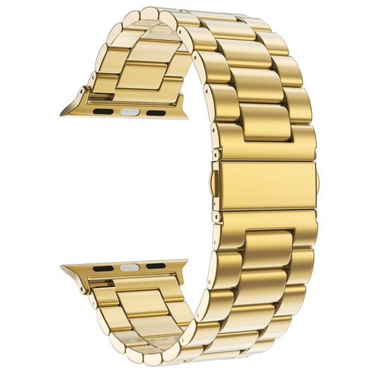 Fold Buckle 3 Beads Stainless Steel Watch Band For Apple Watch Ultra 49mm&Watch Ultra 2 49mm / Series 10 46mm / 9&8&7 45mm / SE 3&SE 2&6&SE&5&4 44mm / 3&2&1 42mm(Gold) by buy2fix