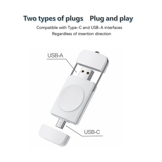 U8S USB / Type-C Magnetic Wireless Charger Fast Charger for Samsung Watch 3 / 4, 4 Classic, Active 1 / 2(White) by buy2fix