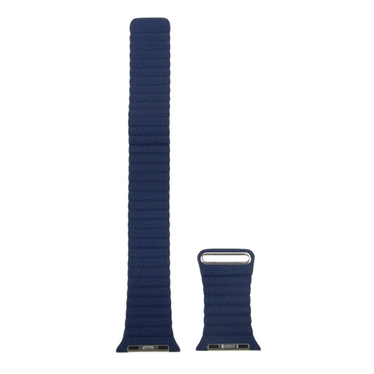 For Apple Watch 42mm Loop Magnetic Closure Clasp PU Leather Watch Band(Dark Blue) by buy2fix