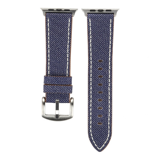 For Apple Watch Series 10 42mm / 9&8&7 41mm / SE 3&SE 2&6&SE&5&4 40mm / 3&2&1 38mm Simple Fashion Genuine Leather Cowboy Pattern Watch Band(Dark Blue) by buy2fix