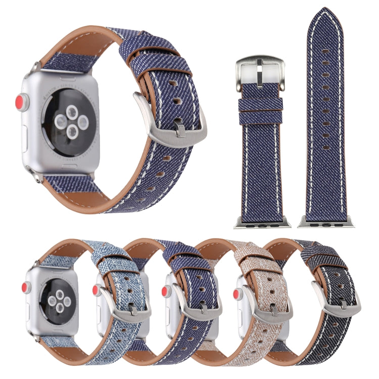 For Apple Watch Ultra 49mm&Watch Ultra 2 49mm / Series 10 46mm / 9&8&7 45mm / SE 3&SE 2&6&SE&5&4 44mm / 3&2&1 42mm Simple Fashion Genuine Leather Cowboy Pattern Watch Band(Dark Blue) by buy2fix