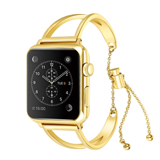 Letter V Shape Bracelet Metal Wrist Watch Band with Stainless Steel Buckle for Apple Watch Series 10 42mm / 9&8&7 41mm / SE 3&SE 2&6&SE&5&4 40mm / 3&2&1 38mm(Gold) by buy2fix