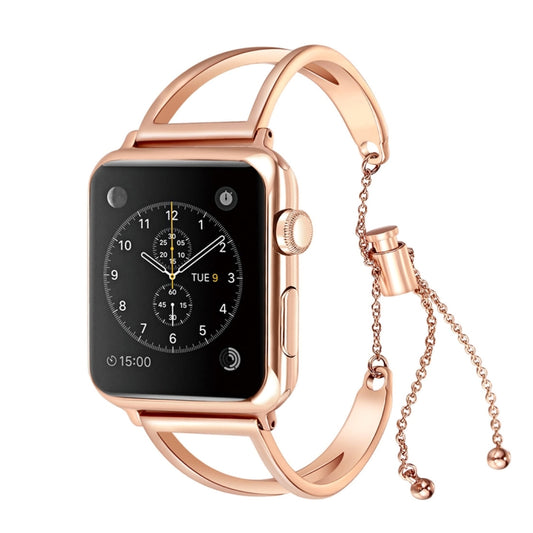 Letter V Shape Bracelet Metal Wrist Watch Band with Stainless Steel Buckle for Apple Watch Series 10 42mm / 9&8&7 41mm / SE 3&SE 2&6&SE&5&4 40mm / 3&2&1 38mm(Rose Gold) by buy2fix