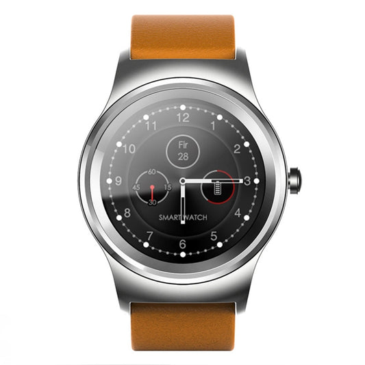 SMA-Round 1.28 inch Color Touch Screen Bluetooth Leather Strap Smart Watch, Waterproof, Support Voice Control / Heart Rate Monitor / Sleep Monitor / Bluetooth Camera, Compatible with Android and iOS System by buy2fix