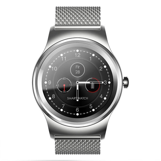 SMA-Round 1.28 inch Color Touch Screen Bluetooth Steel Strap Smart Watch, Waterproof, Support Voice Control / Heart Rate Monitor / Sleep Monitor / Bluetooth Camera, Compatible with Android and iOS System by buy2fix