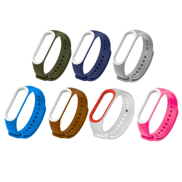 Colorful Silicone Watch Band for Xiaomi Mi Band 3 & 4 (Brown+White) by buy2fix