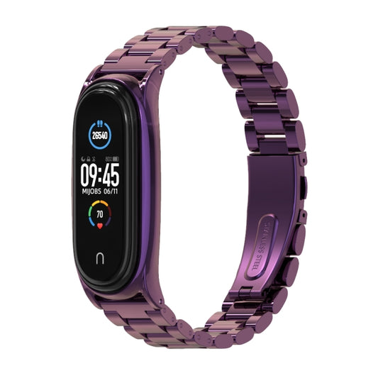 Mijobs Stainless Steel Metal Watch Band for Xiaomi Mi Band 3 & 4 & 5 & 6(Purple) by MIJOBS