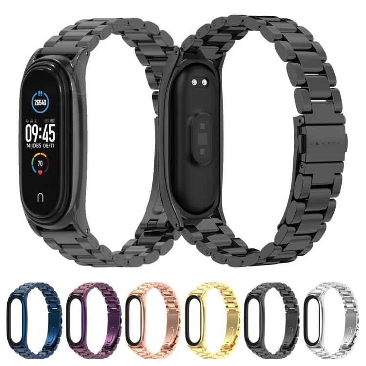 Mijobs Stainless Steel Metal Watch Band for Xiaomi Mi Band 3 & 4 & 5 & 6(Black) by MIJOBS