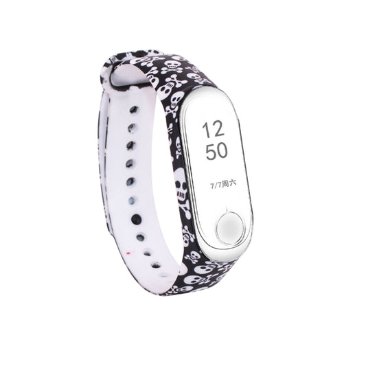 Silicone Painting Watch Band for Xiaomi Mi Band 3 & 4(Skull) by buy2fix