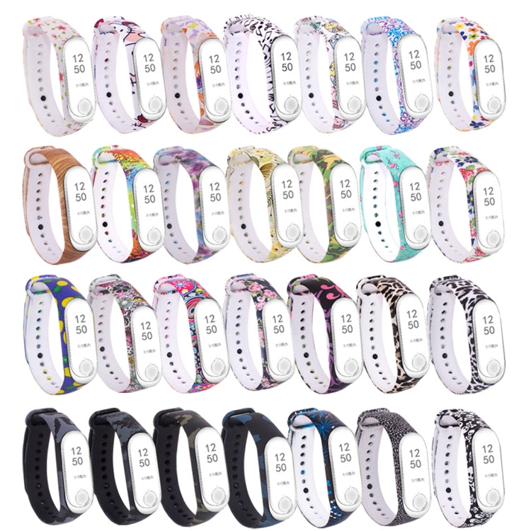 Silicone Painting Watch Band for Xiaomi Mi Band 3 & 4(Blue Purple Vine) by buy2fix