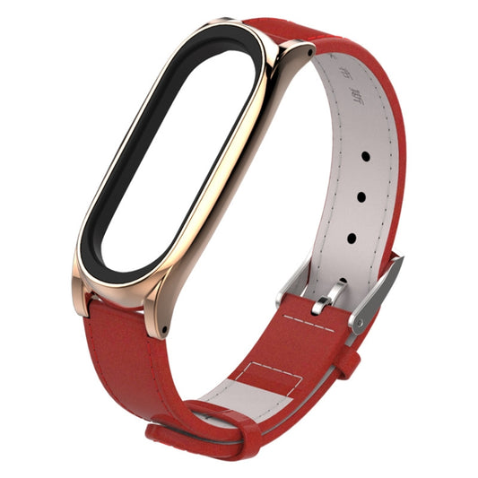 Mijobs Screwless Magnetic Case Top-grain Leather Watch Band for Xiaomi Mi Band 3 & 4 & 5 & 6, Host not Included by buy2fix