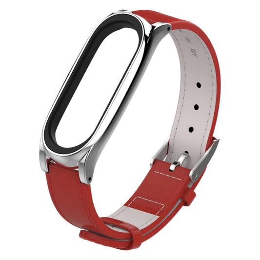 Mijobs Screwless Magnetic Case Top-grain Leather Watch Band for Xiaomi Mi Band 3 & 4 & 5 & 6, Host not Included by buy2fix