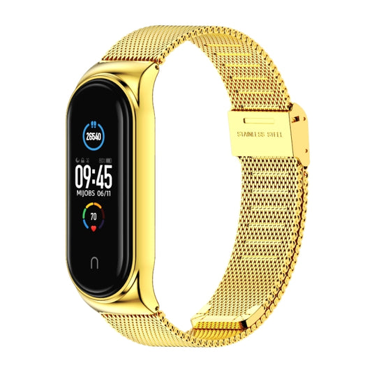 Mijobs Milan CS Screwless Buckle Metal Watch Band Case for Xiaomi Mi Band 3 & 4 & 5 & 6, Host not Included(Gold) by MIJOBS
