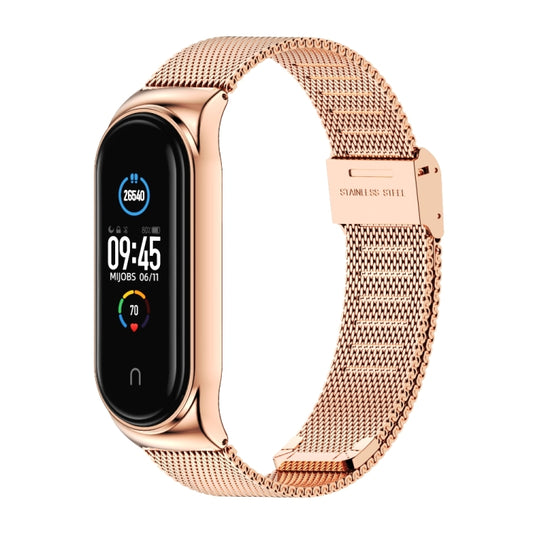 Mijobs Milan CS Screwless Buckle Metal Watch Band Case for Xiaomi Mi Band 3 & 4 & 5 & 6, Host not Included(Rose Gold) by MIJOBS