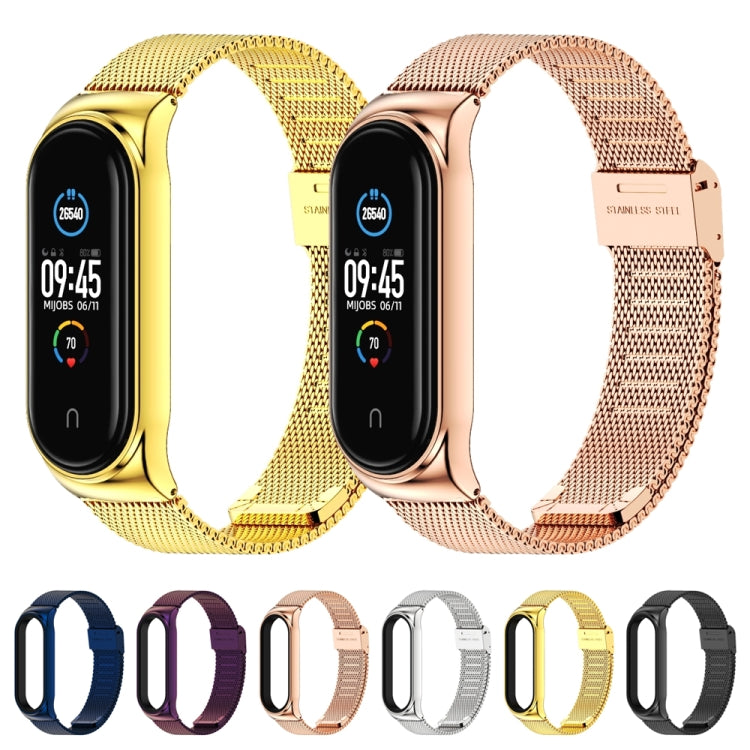 Mijobs Milan CS Screwless Buckle Metal Watch Band Case for Xiaomi Mi Band 3 & 4 & 5 & 6, Host not Included(Gold) by MIJOBS
