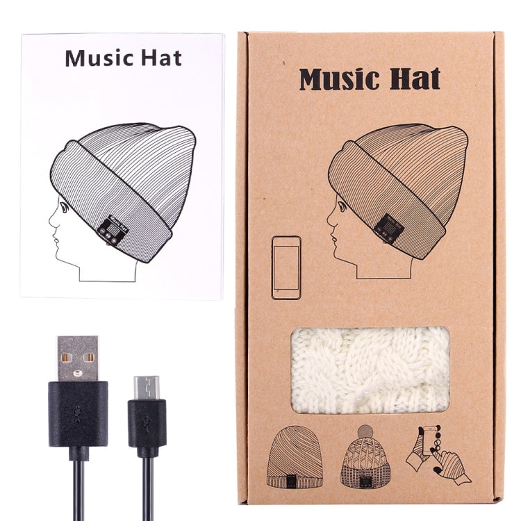 Wavy Textured Knitted Bluetooth Headset Warm Winter Beanie Hat with Mic for Boy & Girl & Adults(White) by buy2fix