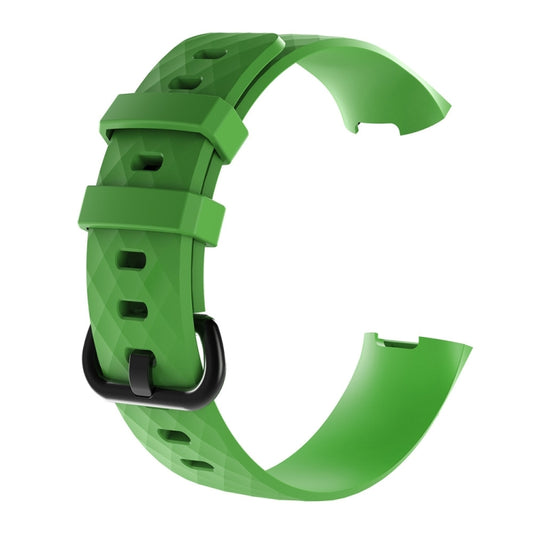 Diamond Pattern Silicone Watch Band for Fitbit Charge 3, Size: 210x18mm(Green) by buy2fix