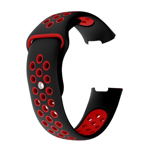 Two-color Round Hole Silicone Watch Band for Fitbit Charge 3, Watch Band Size:130-195mm(Red) by buy2fix