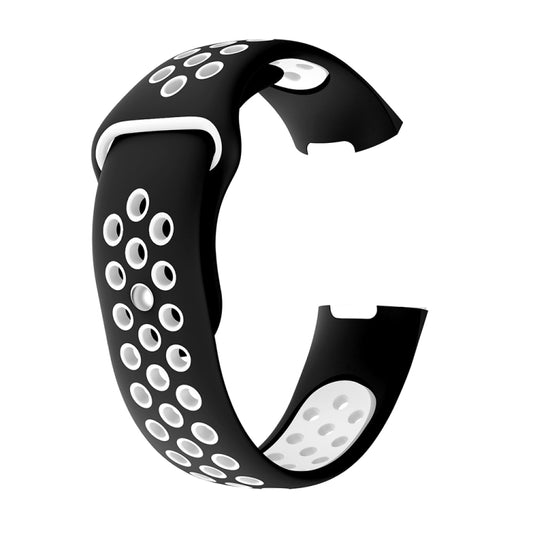 Two-color Round Hole Silicone Watch Band for Fitbit Charge 3, Watch Band Size:130-195mm(White) by buy2fix