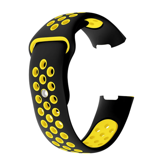Two-color Round Hole Silicone Watch Band for Fitbit Charge 3, Watch Band Size:130-195mm(Yellow) by buy2fix