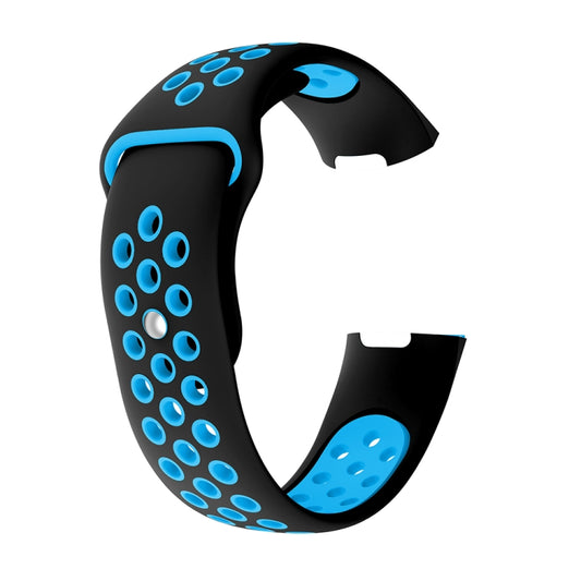 Two-color Round Hole Silicone Watch Band for Fitbit Charge 3, Watch Band Size:145-210mm(Blue) by buy2fix