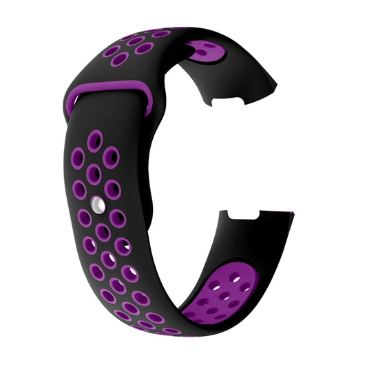 Two-color Round Hole Silicone Watch Band for Fitbit Charge 3, Watch Band Size:145-210mm(Purple) by buy2fix