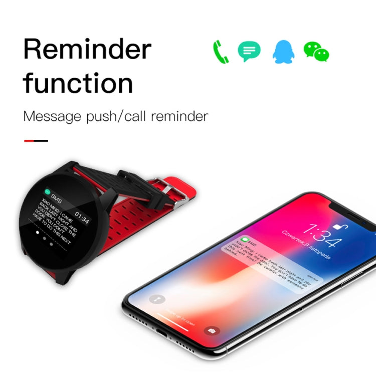 KY108 1.3 inches 240x240 Resolution Smart Bracelet IP67 Waterproof, Support Call Reminder /Heart Rate Monitoring /Sleep Monitoring /Blood Pressure Monitoring /Blood Oxygen Monitoring (Red) by buy2fix