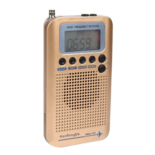 HRD-737 Portable Aircraft Band Radio Wide Frequency Receiver (Gold) by buy2fix