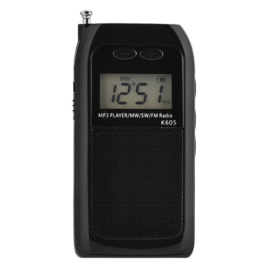 K-605 Portable FM / AM / SW Full Band Stereo Radio, Support TF Card (Black) by buy2fix