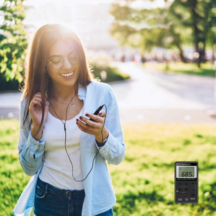 HRD-103 FM + AM Two Band Portable Radio with Lanyard & Headset(Silver) by buy2fix