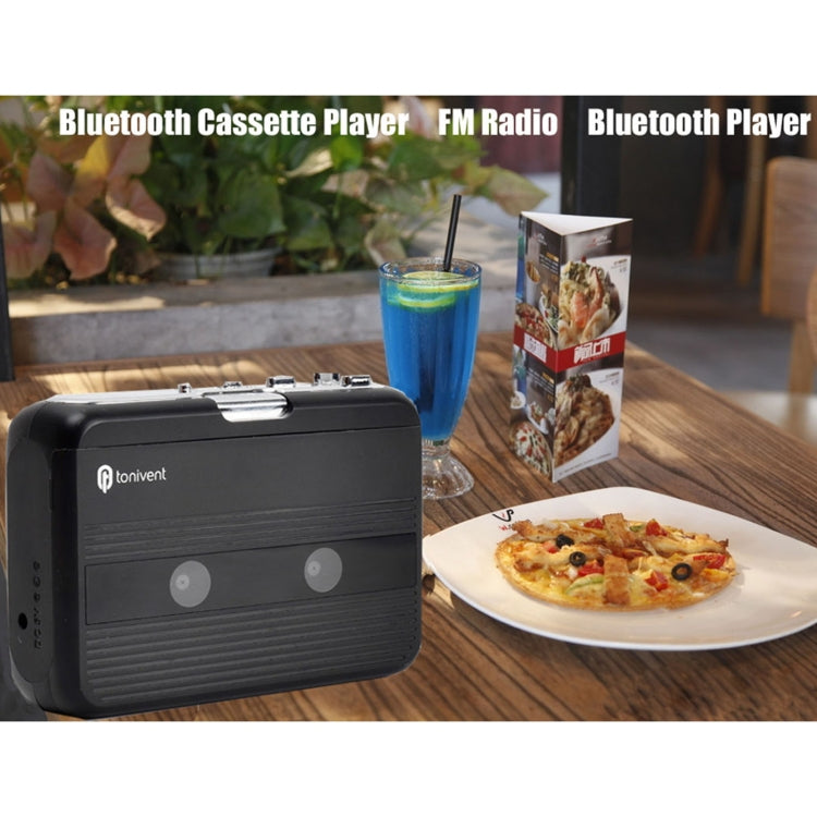Tonivent TON007T Portable Bluetooth Tape Cassette Player, Support FM / Bluetooth Input and Output(Transparent) by buy2fix